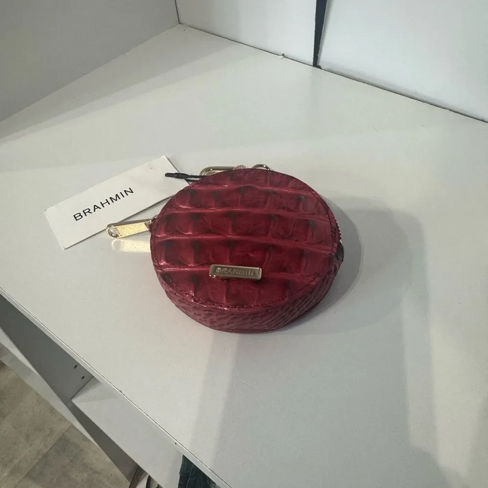 Brahmin Burgundy Crocodile Embossed Cosmetic Case